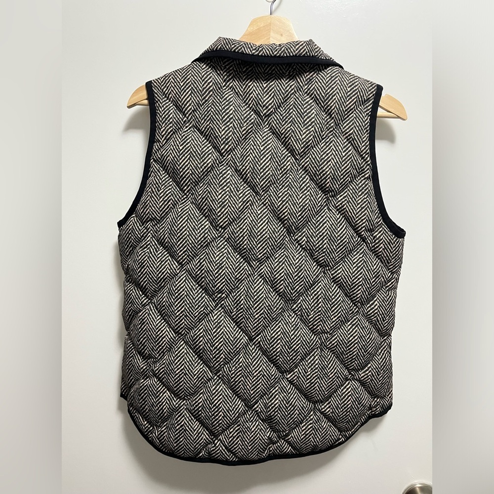 J. Crew Down Quilted Puffer Vest Black And Cream Double Zipper Size Small - Picture 3 of 7